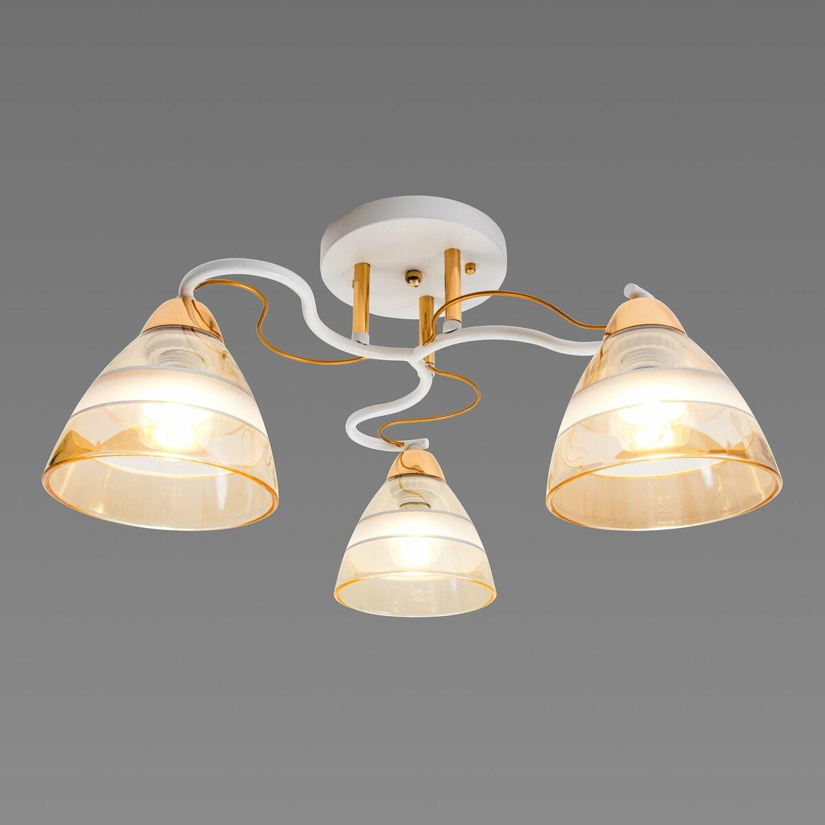Люстра Sirius на три плафона под лампу Е27 Белый/Золотой (Л 8073/3)