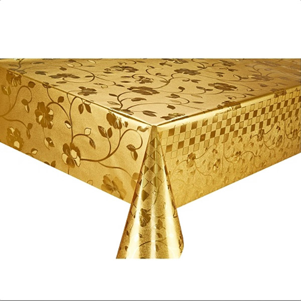 Клеенка ПВХ Stenson двусторонняя чеканная 1.37х20 м Желтое золото МА-2203