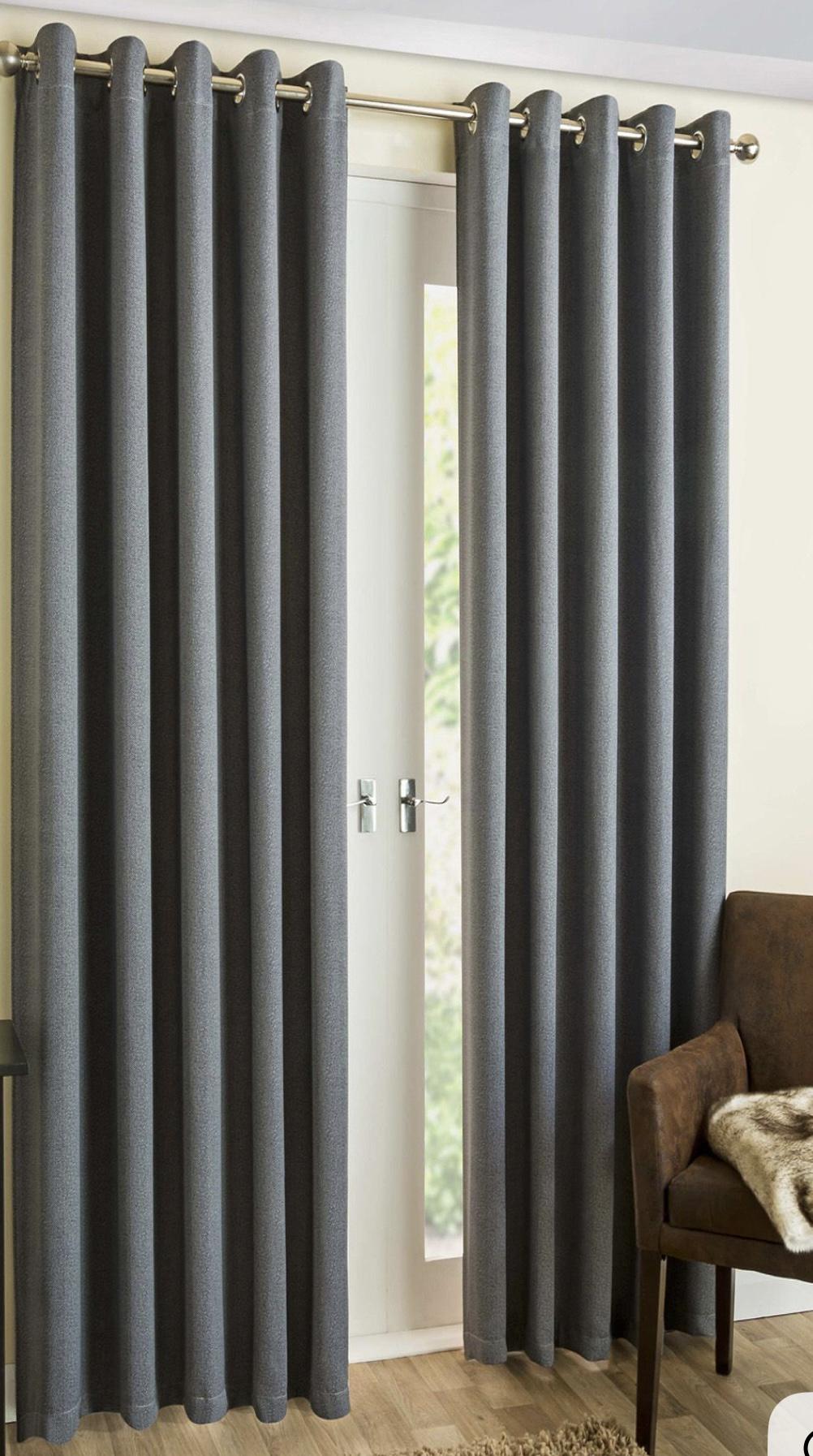 Шторы на люверсах лен/блекаут 1,5х2,5м 2 шт. Серый (7051ш)