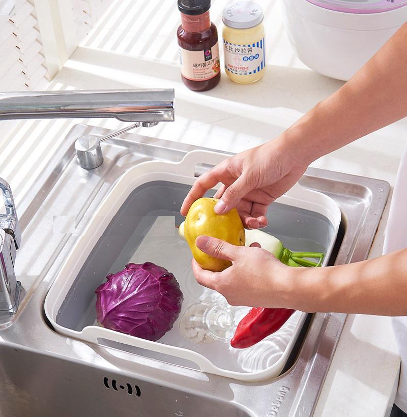 Корзина кухонная складная с клапаном для слива воды 19 л Белая/Серая (ОДКБ-106) - фото 5