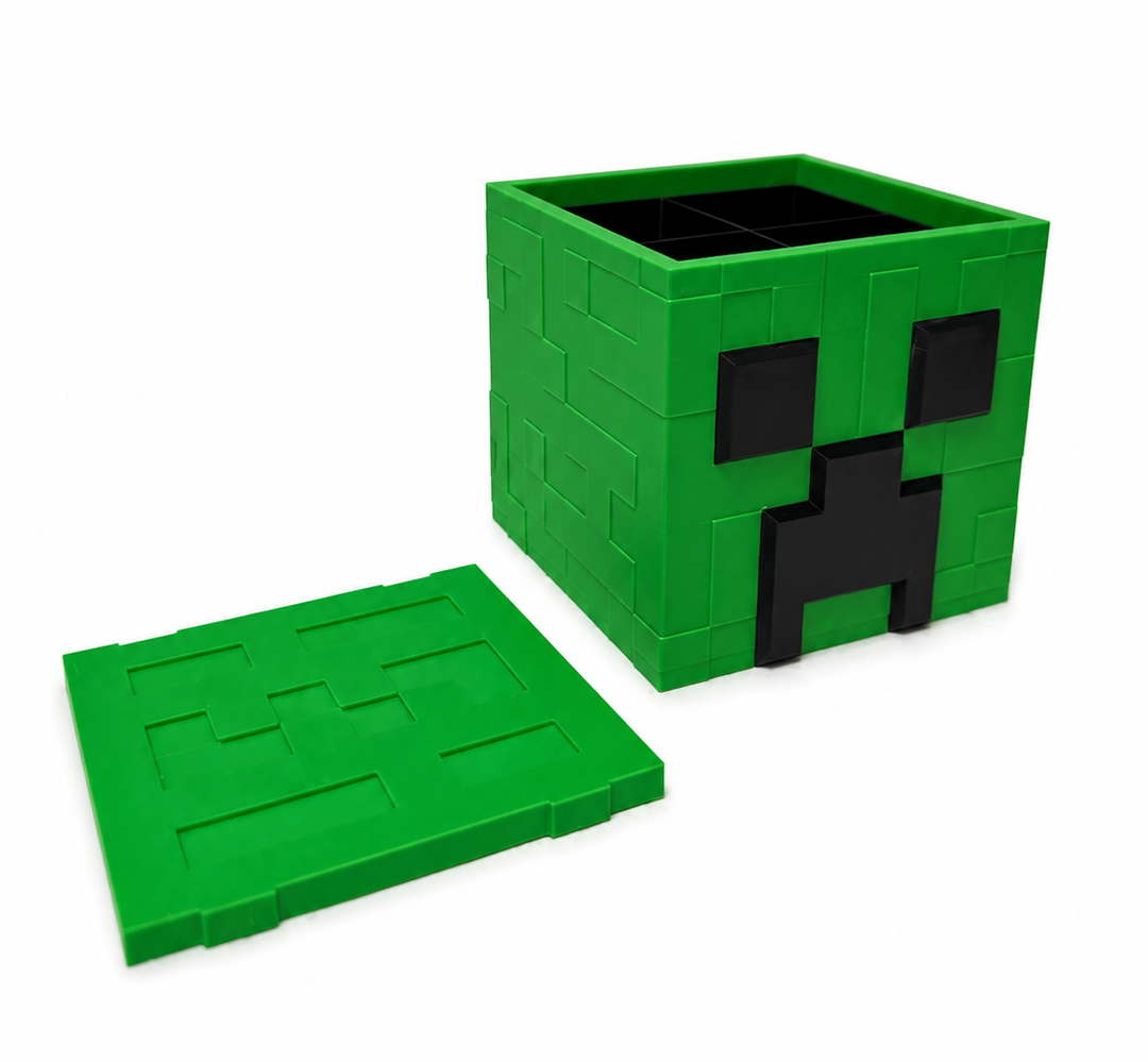 Органайзер детский настольный в стиле Minecraft Крипер для ручек и карандашей 8x8 см Зеленый (35049574)