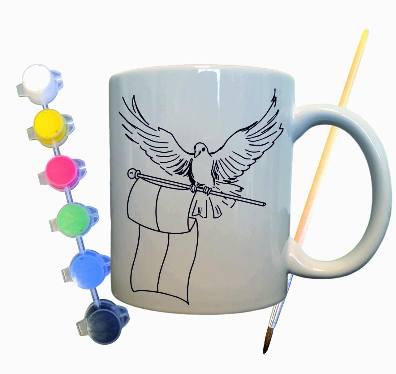 Набор для творчества кружка раскраска Голубь мира в Украине 330 мл Белый (КР0050)