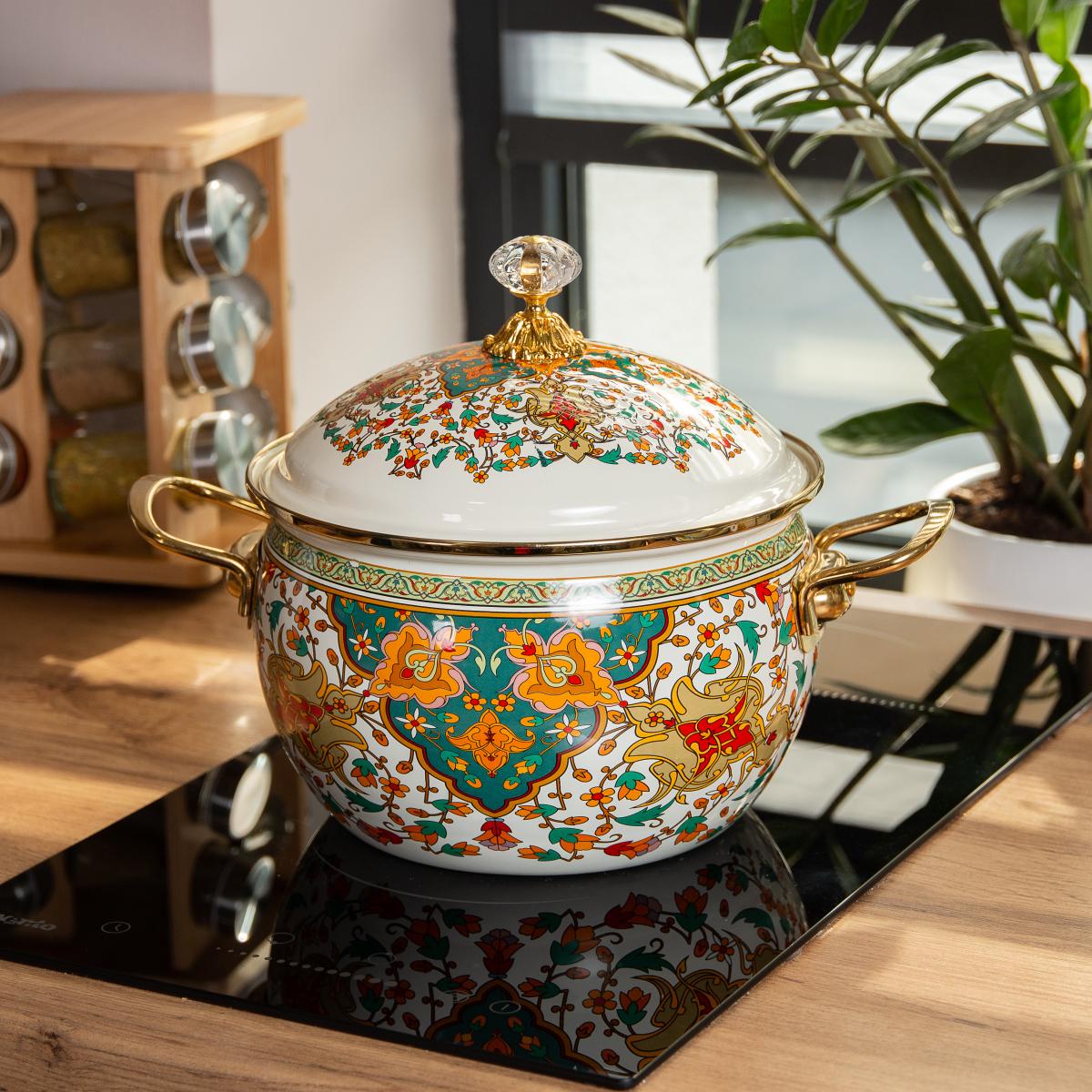 Кастрюля эмалированная в восточном стиле для электрических газовых плит 3 л - фото 1 Кастрюля эмалированная в восточном стиле для электрических газовых плит 3 л - фото 1