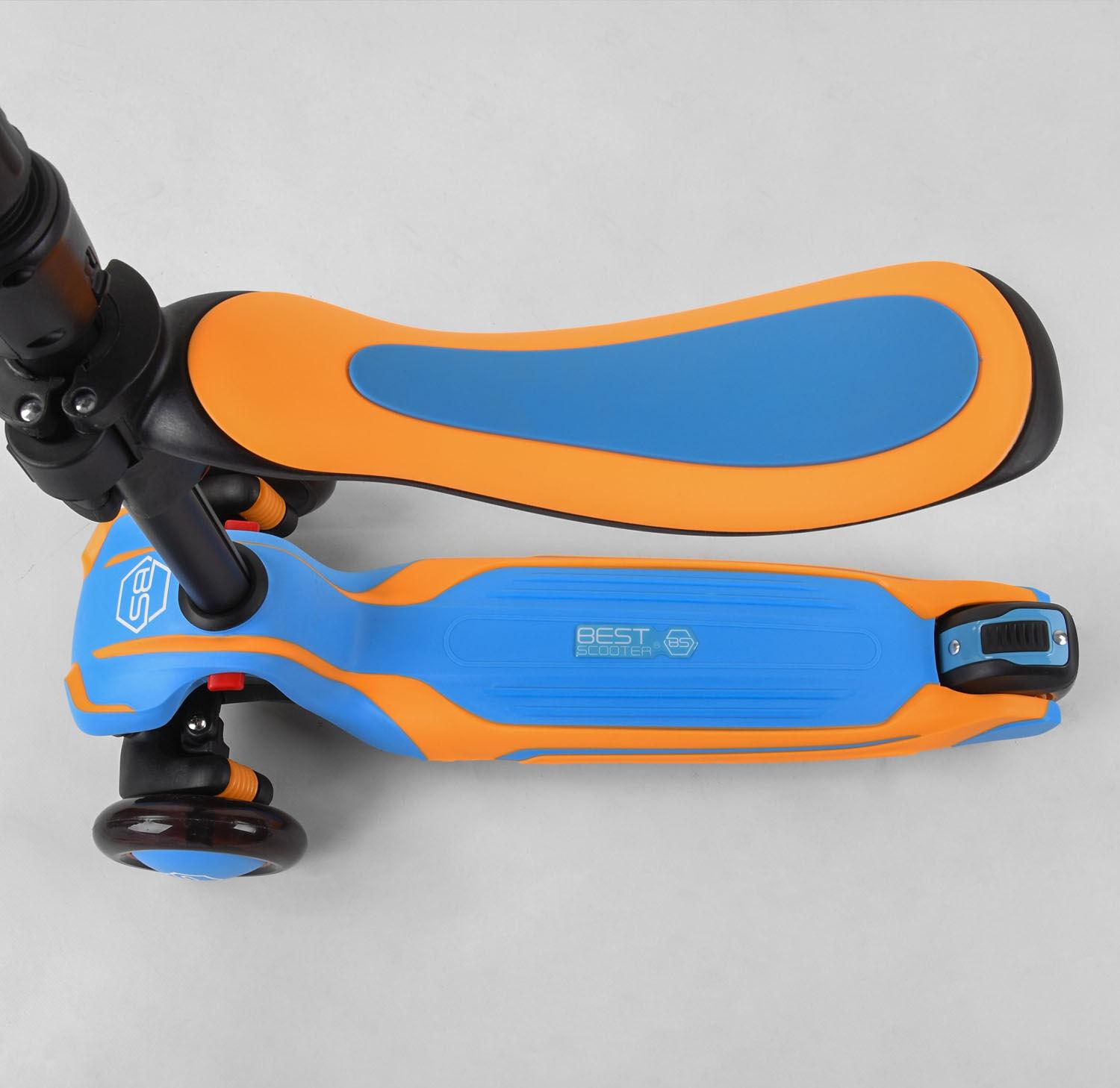 Самокат детский Best Scooter JS-30918 с сиденьем алюминиевый руль 3 PU колеса с подсветкой Голубой (17615948) - фото 3 Самокат детский Best Scooter JS-30918 с сиденьем алюминиевый руль 3 PU колеса с подсветкой Голубой (17615948) - фото 3