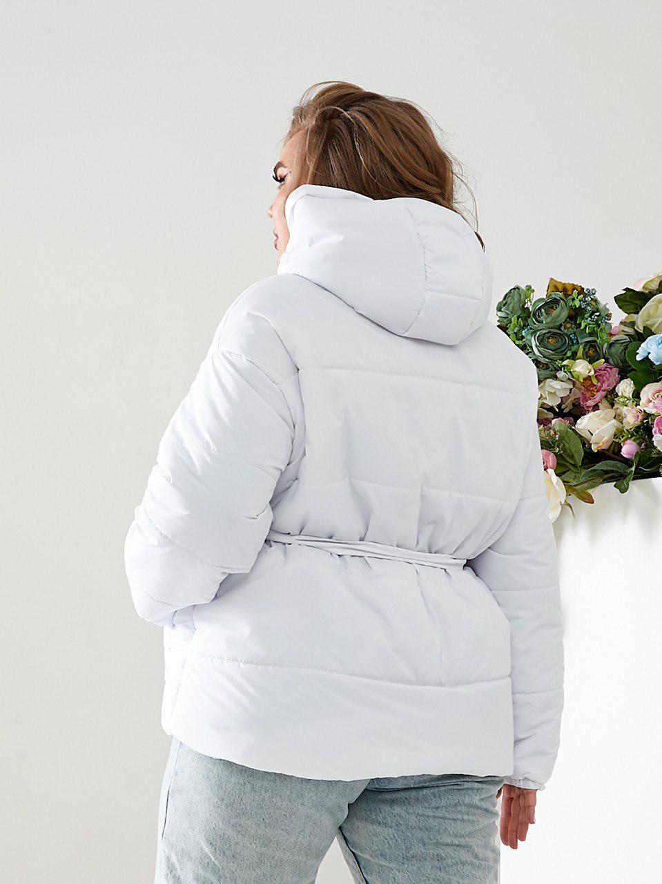 Куртка тепла коротка Khan з поясом р. 42 Білий (Kh332) - фото 7 Куртка тепла коротка Khan з поясом р. 42 Білий (Kh332) - фото 7