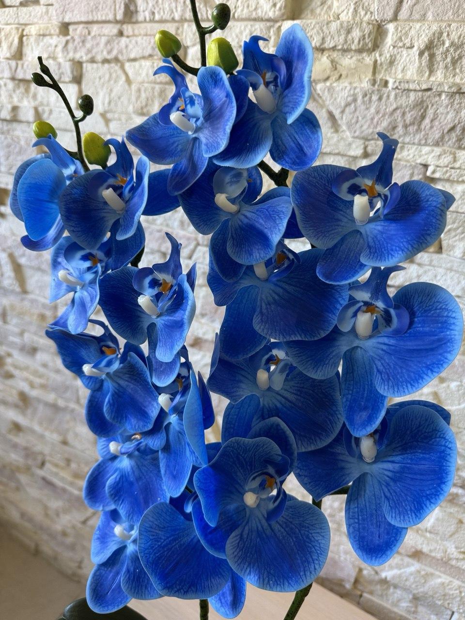 Орхидея искусственная ПЛАСТМАКС латексная на две ветки Синий (O29) - фото 3