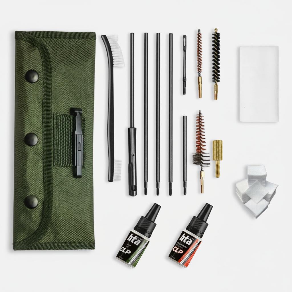 Набір для чищення зброї калібру HTA Brush MIX мастило CLP 5.56/5.45 мм 223 cal та очищувач оміднення та нагару/патчі (HTA1012322)