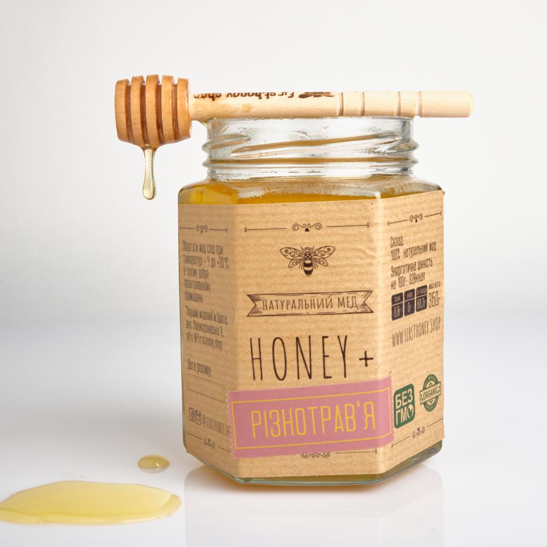 Мед натуральный Honey+ Natural разнотравье 360 г Мед натуральный Honey+ Natural разнотравье 360 г