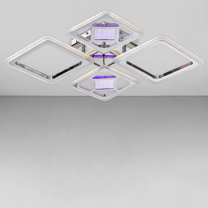 Стельова люстра LED з підсвічуванням Light House SC-18238/2+2 104W 2.4G 670х580х90 мм Хром