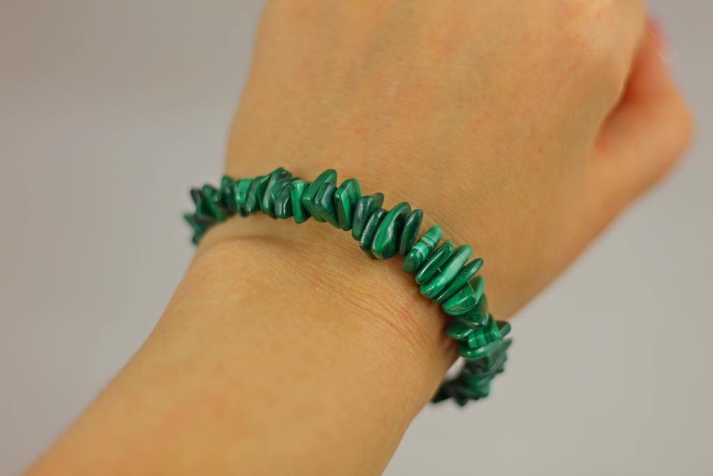 Браслет жесткий малахит 20 см Серебристый (29633403)