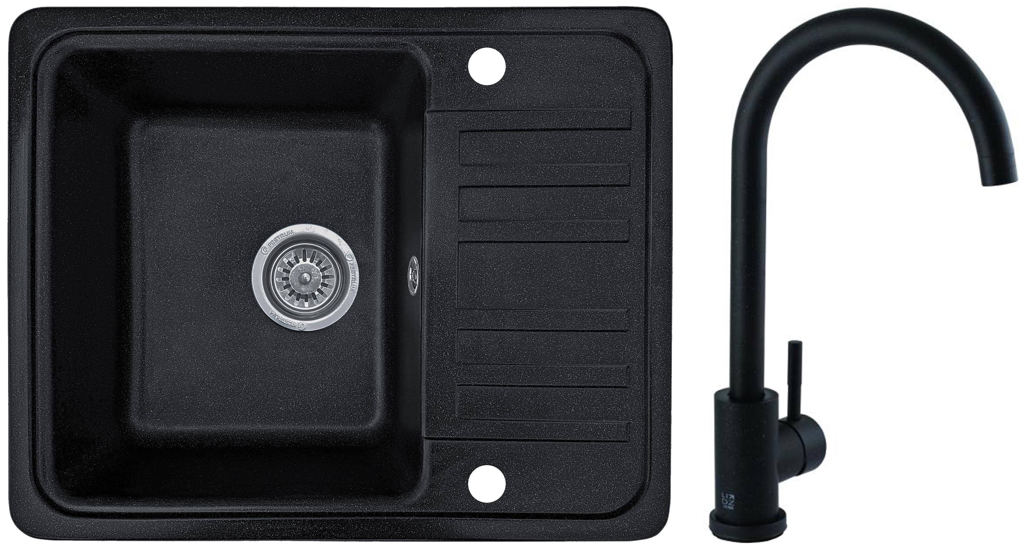 Мойка кухонная Valetti 9D со смесителем 570х460 мм Черный (11646327)