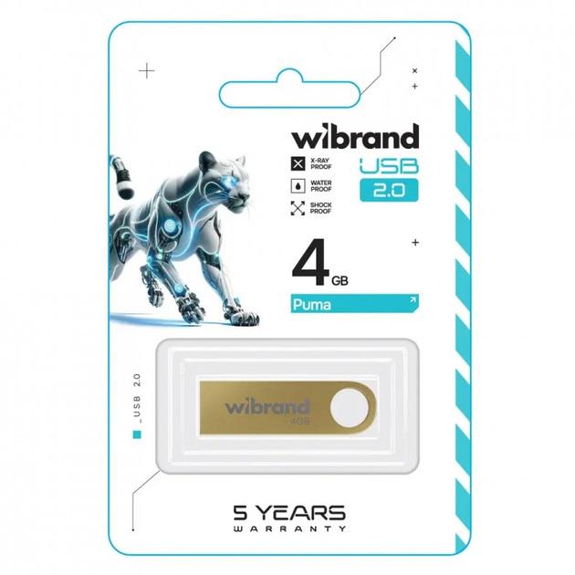 Флеш-пам'ять USB Wibrand WI2.0/PU4U1G Puma 4 Гб Gold - фото 2