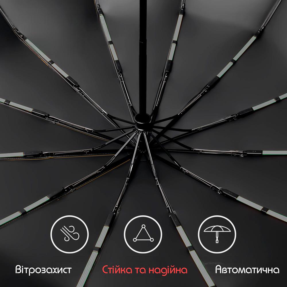 Парасолька автоматична двошарова від дощу і сонця LOSSO Elite 105 см Сірий (526302009) - фото 3