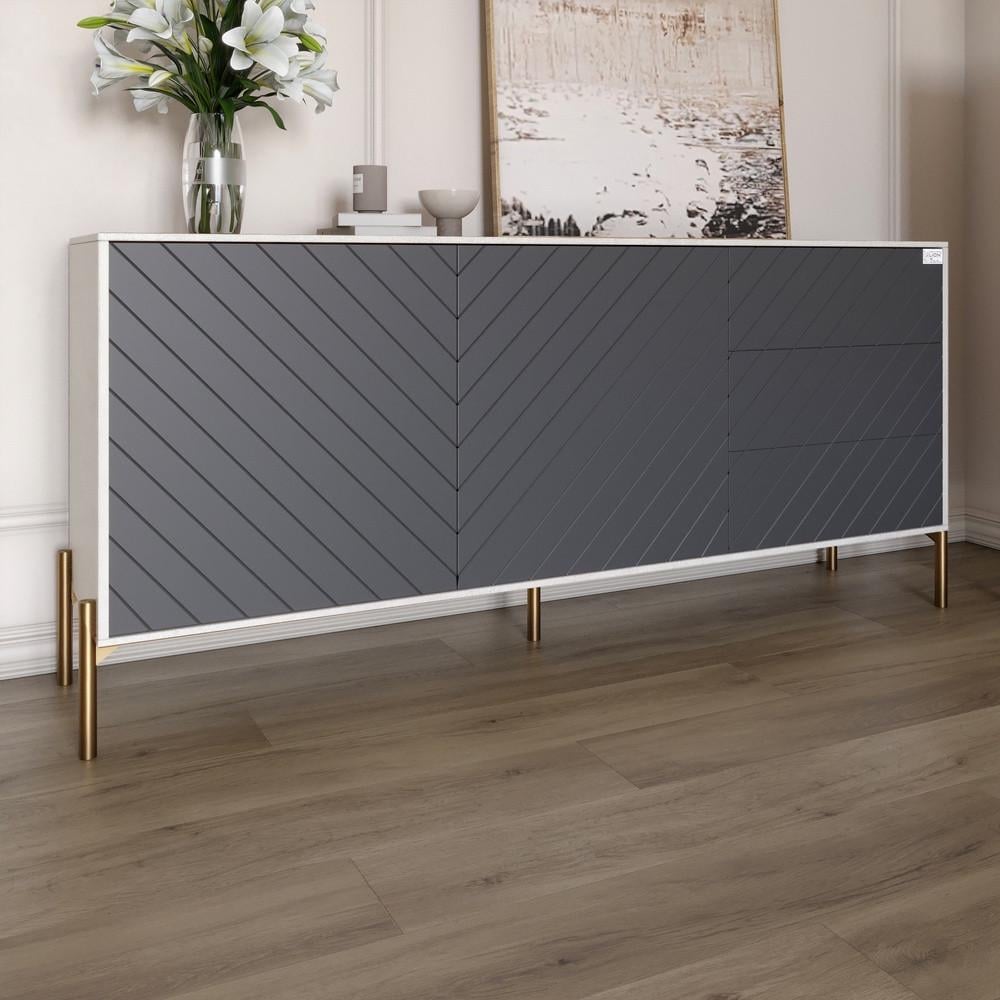 Комод Lion Амарант с золотыми металлическими ножками 168x40x76,5 см Бетон Style/Графитовый (LION-041939)