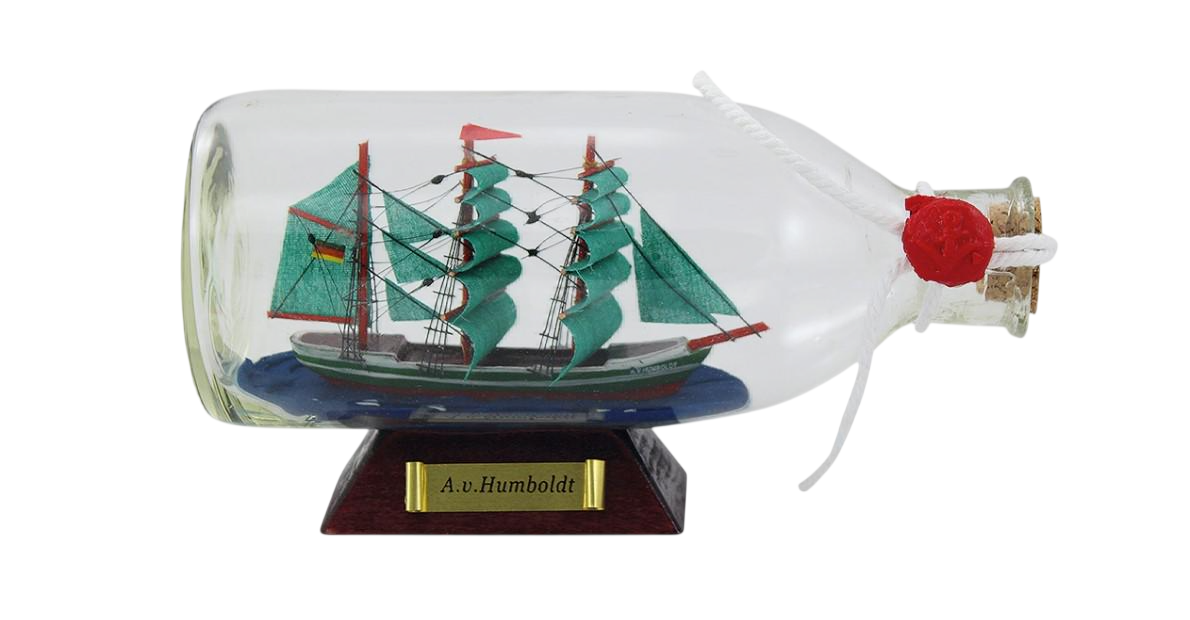 Модель парусника в бутылке Sea Club A.v. Humboldt h 8 см L 16 см d 6 см (4222.V)