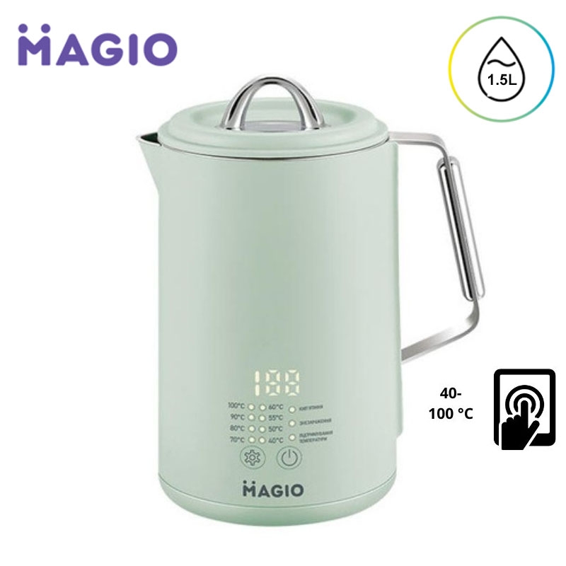 Електрочайник Magio MG-515 з регулювання температури 1,5 л 1500W Green (26202740) - фото 3