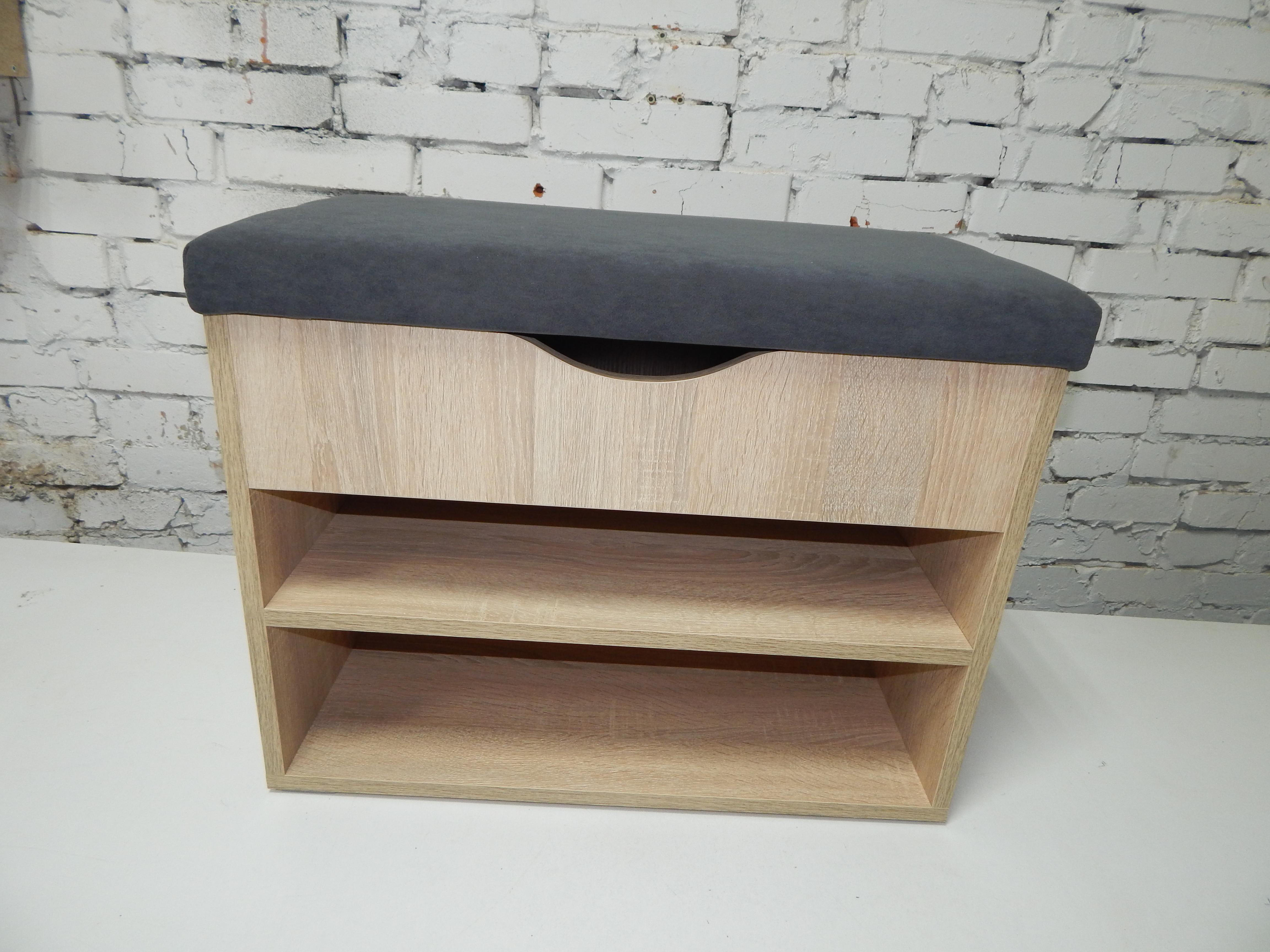 Тумба для обуви ДСП/ткань 30х80х45 см Дубсонома светлый/Графит - фото 2 Тумба для обуви ДСП/ткань 30х80х45 см Дубсонома светлый/Графит - фото 2