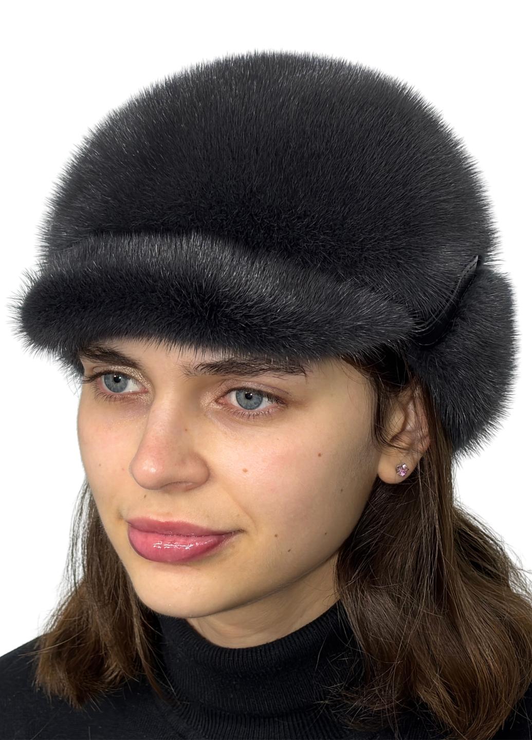 Жокейка женская Меховой стиль отворот из натурального меха норки XL-XXL Графит (060/E)