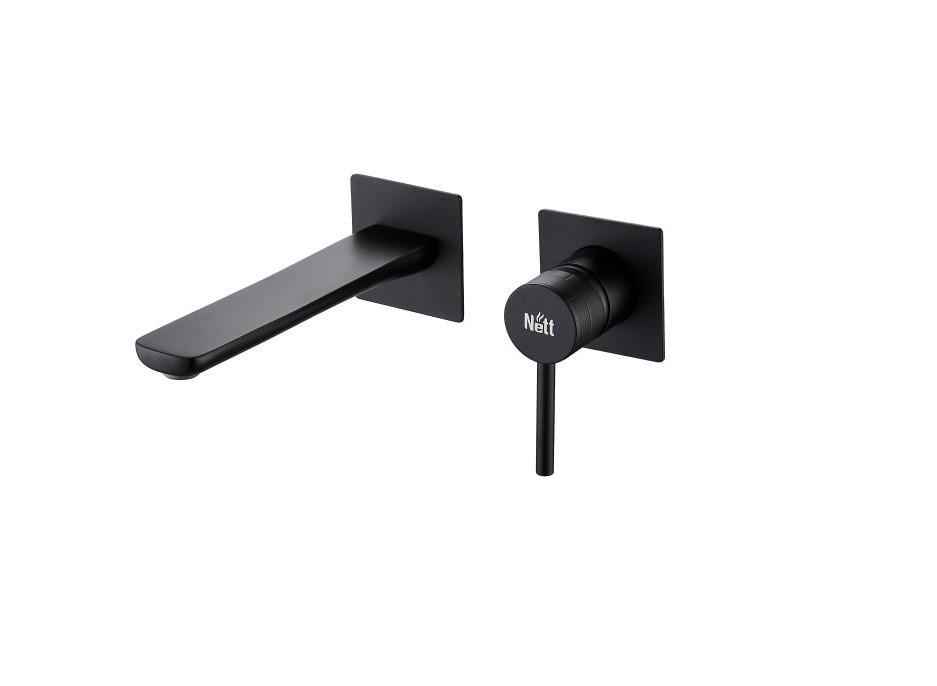 Чорний змішувач для умивальника прихованого монтажу Nett QB-99