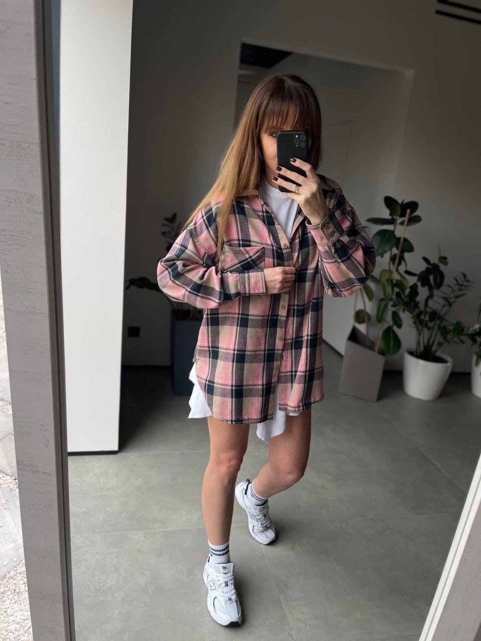 Рубашка женская в клеточку Синий/Розовый (2567453289) - фото 2 Рубашка женская в клеточку Синий/Розовый (2567453289) - фото 2