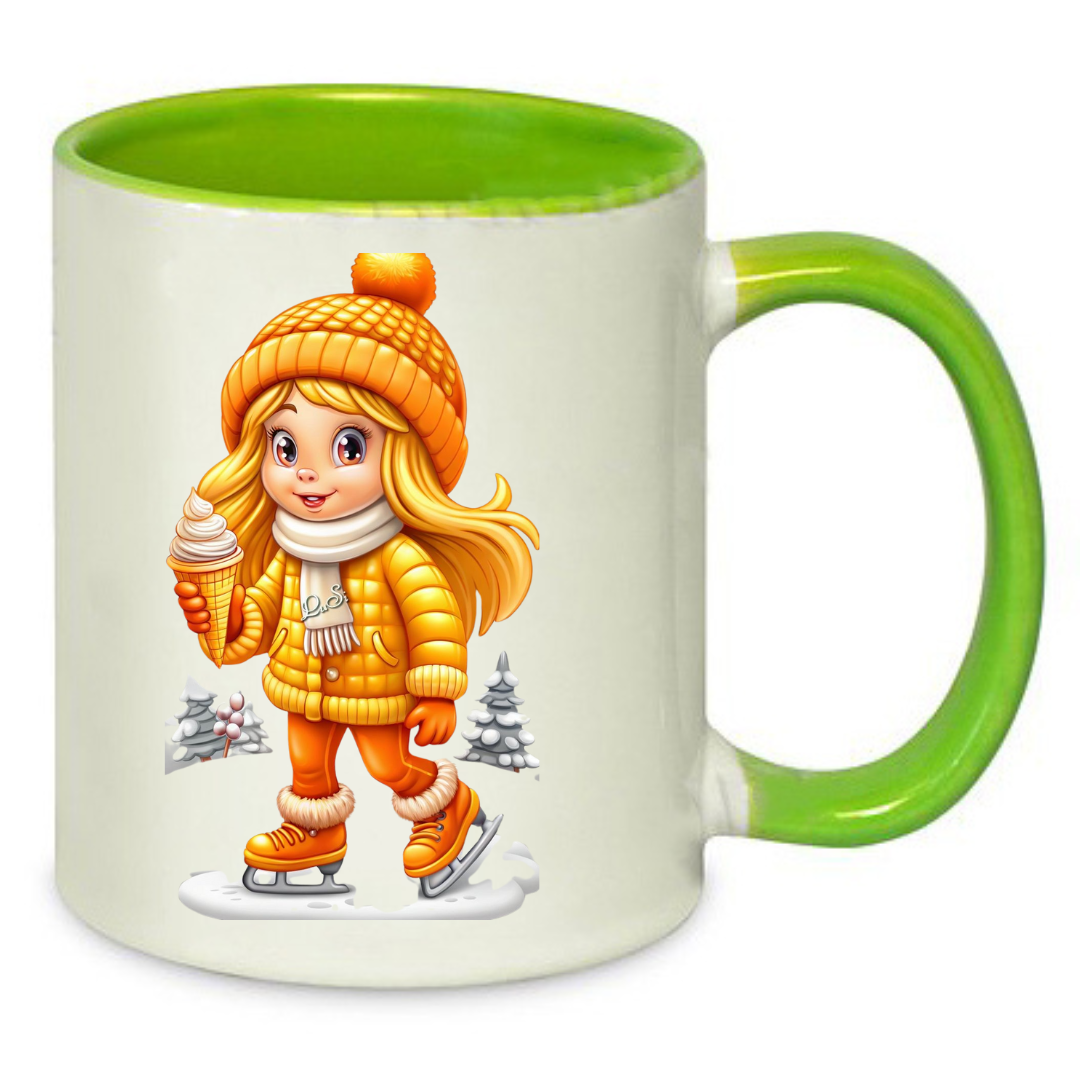 Чашка с принтом Девочка 330 мл Белый с салатовым (001191) Чашка с принтом Девочка 330 мл Белый с салатовым (001191)