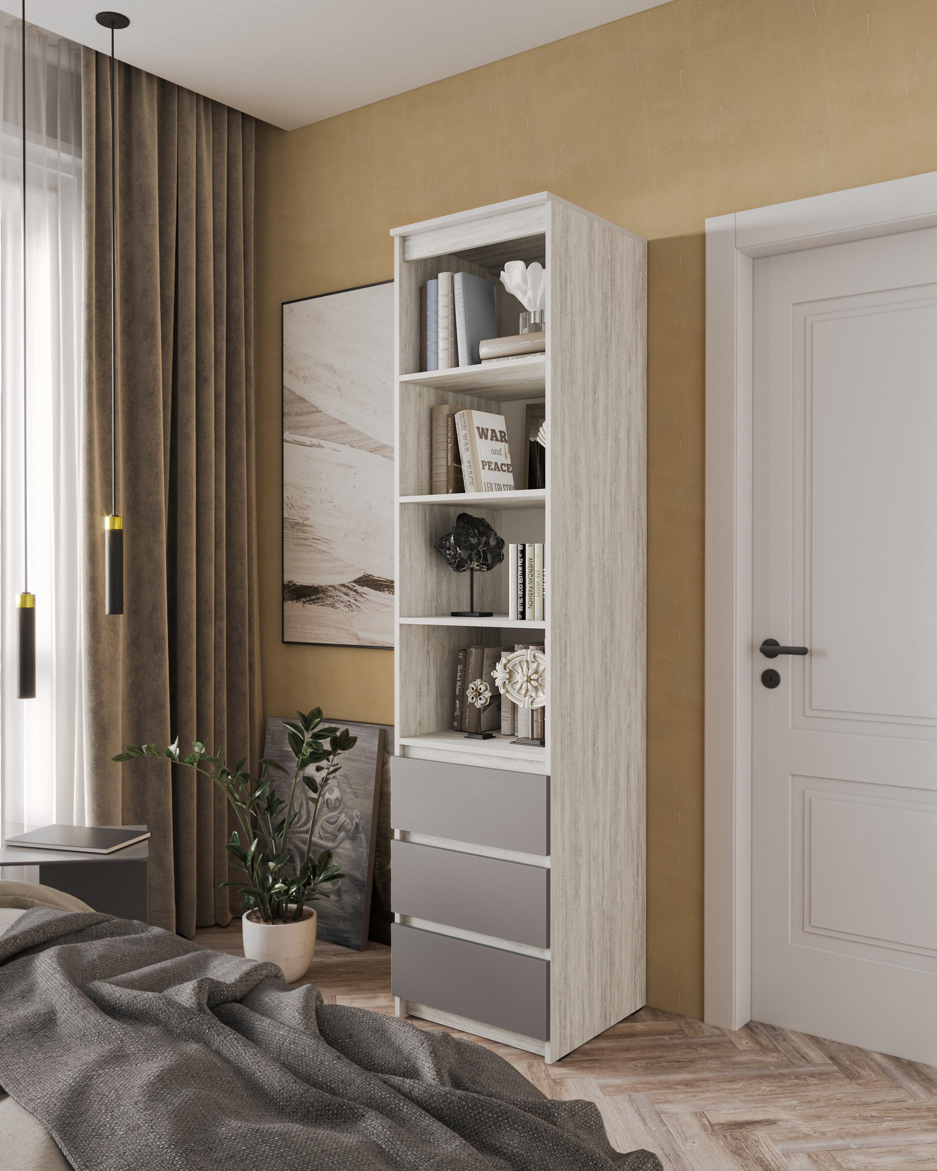 Пенал с ящиками и открытыми полками Moreli T-219 500x2117x498 мм Бетон/Антрацитовый (ns-t219-beton-antracit)