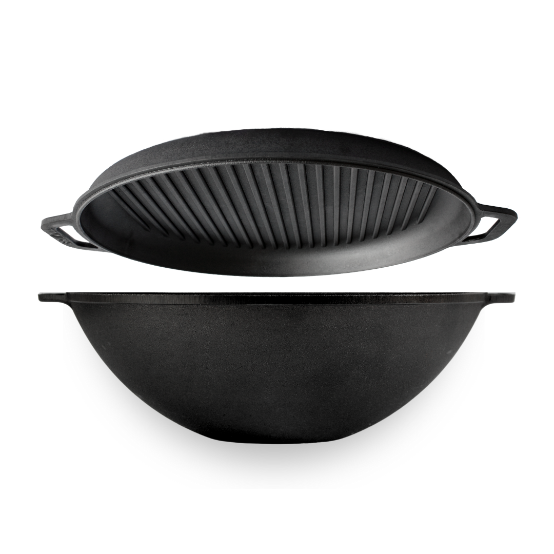 Казан Brizoll WOK чугунный с крышкой-сковородкой гриль 8 л