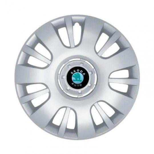 Автомобильные колпаки SKS 222 R14 с логотипом Skoda 4 шт. Серебристый