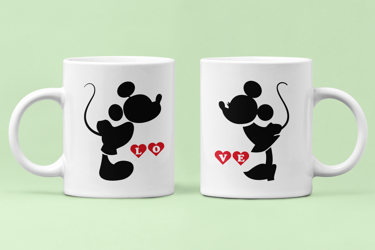 Чашки парные Микки Маус 3 для влюбленных 330 мл Белый (ВЛ83Ч)