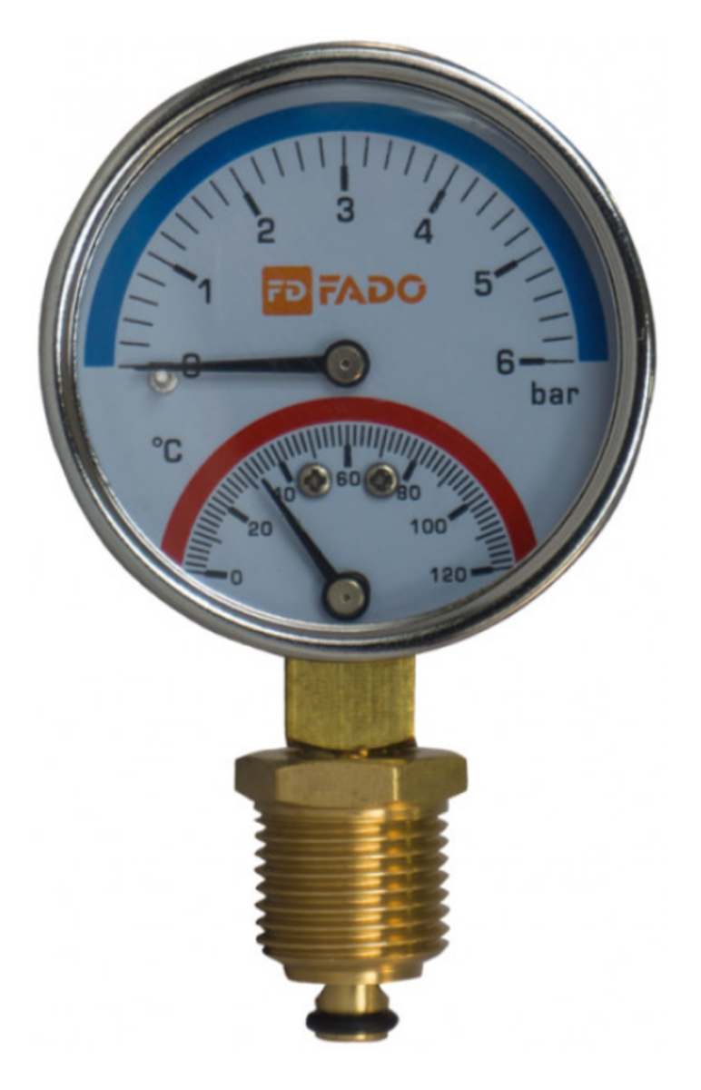 Термоманометр вертикальний FADO Д80 1/2 120 ° С 4 бар (TK-TMV02)