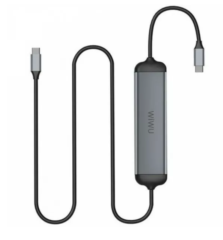 Хаб USB WiWU Alpha 5в1 Type-C Hub A521H Серый (KG-10022)