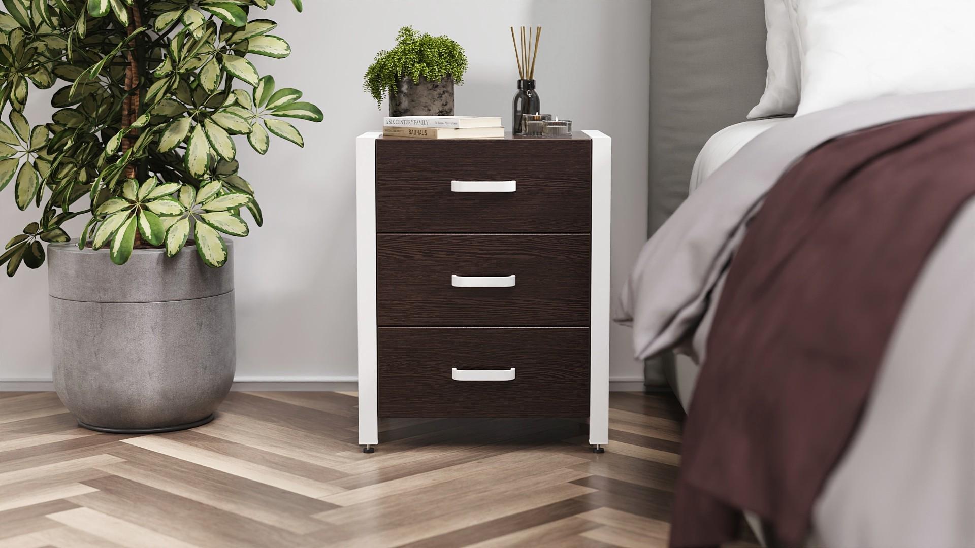 Тумба универсальная Ferrum-decor Вивьен 3 ДСП 16 мм 50x41x40 см Белый/Венге (FRD-106182)