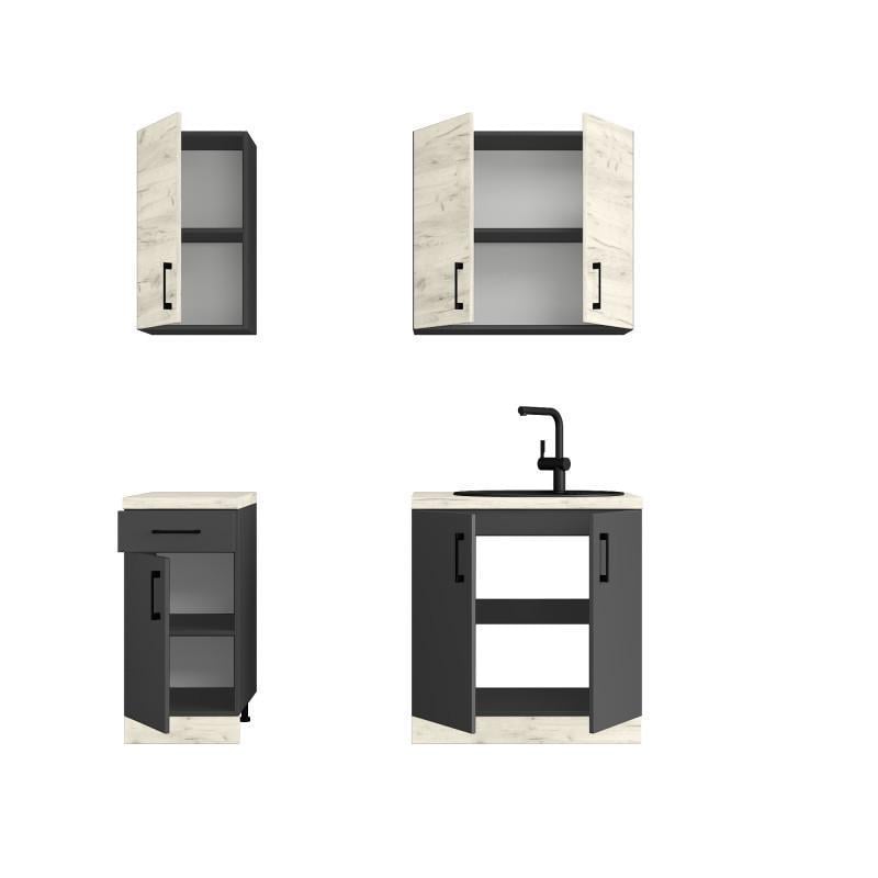 Кухня модульная Еверест Оптима №1 1,8 м Дуб крафт белый/Антрацит (DTM-5689) - фото 3 Кухня модульная Еверест Оптима №1 1,8 м Дуб крафт белый/Антрацит (DTM-5689) - фото 3