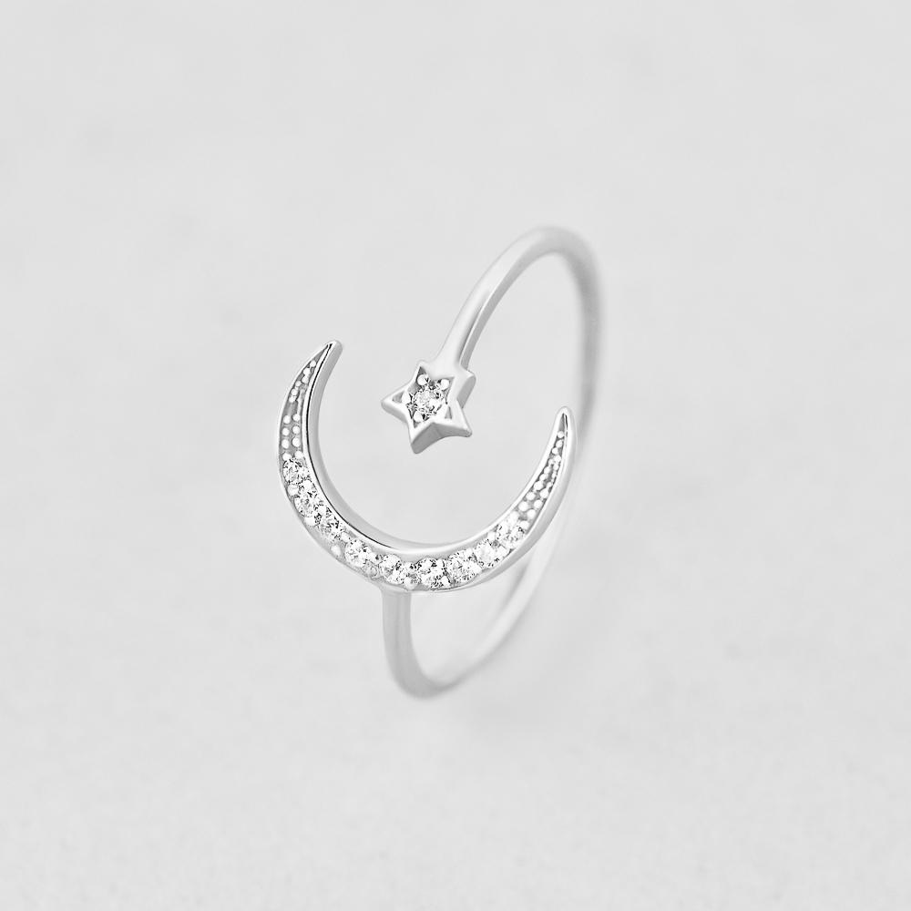 Серебряное кольцо Minimal Изысканная ночь (ЛК-0195р)