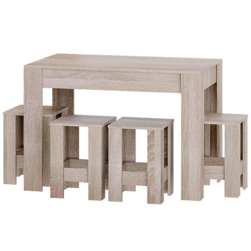 Обеденный комплект Эверест Стол СТО-1 и 4 табурета Т-1 Дуб сонома (DTM-5588)