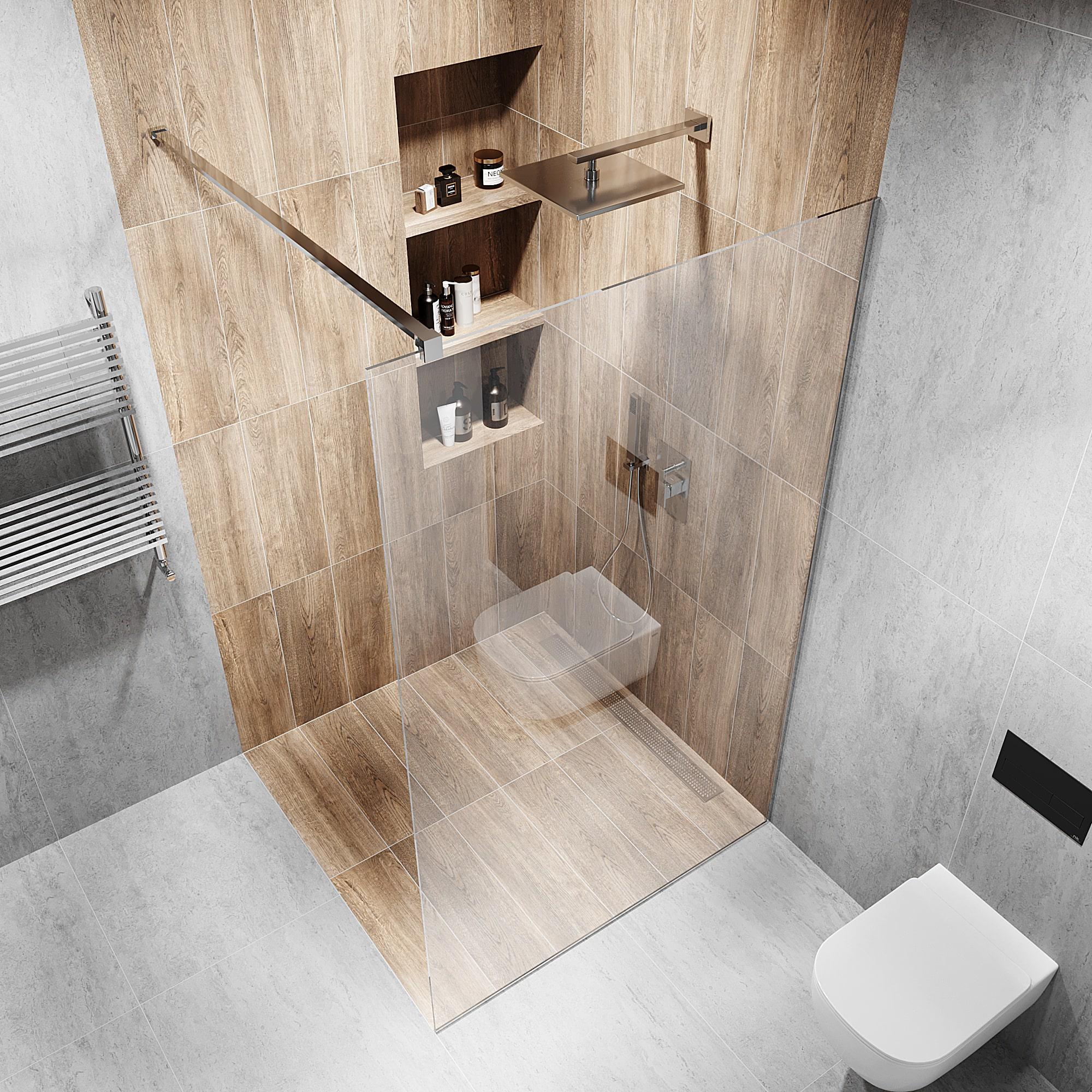 Перегородка стеклянная душевая 2000х700 мм стекло бриллиант с фурнитурой SSS матовой - фото 2 Перегородка стеклянная душевая 2000х700 мм стекло бриллиант с фурнитурой SSS матовой - фото 2