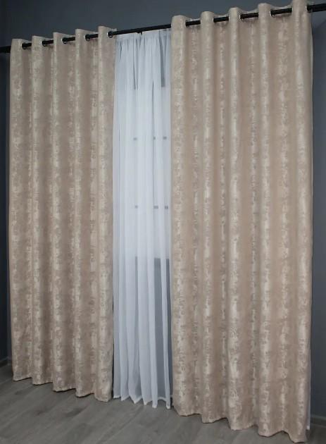 Штори на люверсах SULTAN YL жаккард 1,5х2,5 м 2 шт. Бежево-пудровий (1290ш) - фото 2