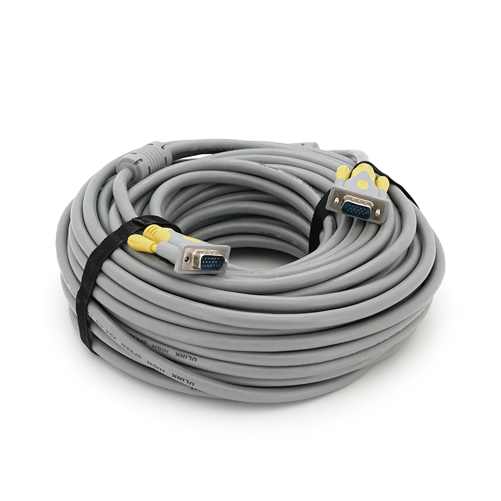 Кабель Merlion VGA 3+6 HIGH SPEED папа-папа 30 м Серо-желтый (16192)