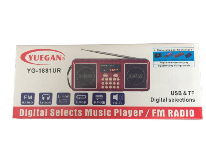 Портативний радіоприймач Yuegan YG-1881UR FM/SD/MP3 Червоний - фото 3