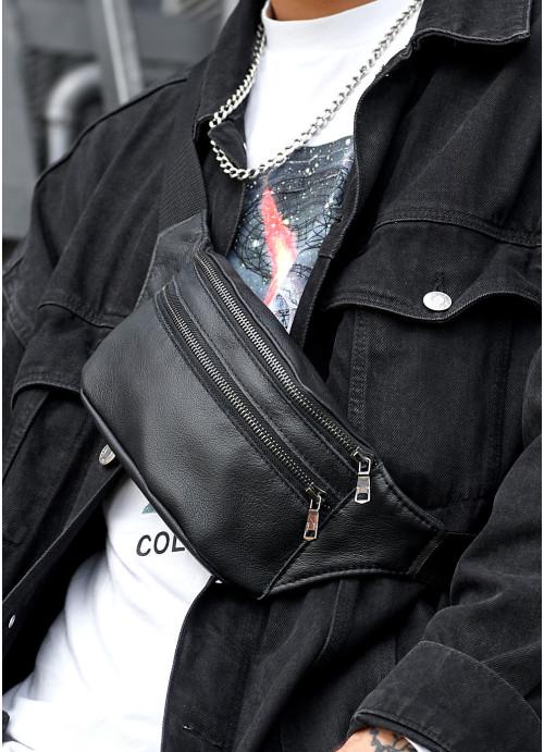 Поясная сумка мужская Sambag из натуральной кожи Черный (813031512)