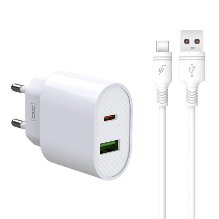 Адаптер Xo L81A PD_20 W/QC3.0_18 W/Data Cable USB to Type-C White
