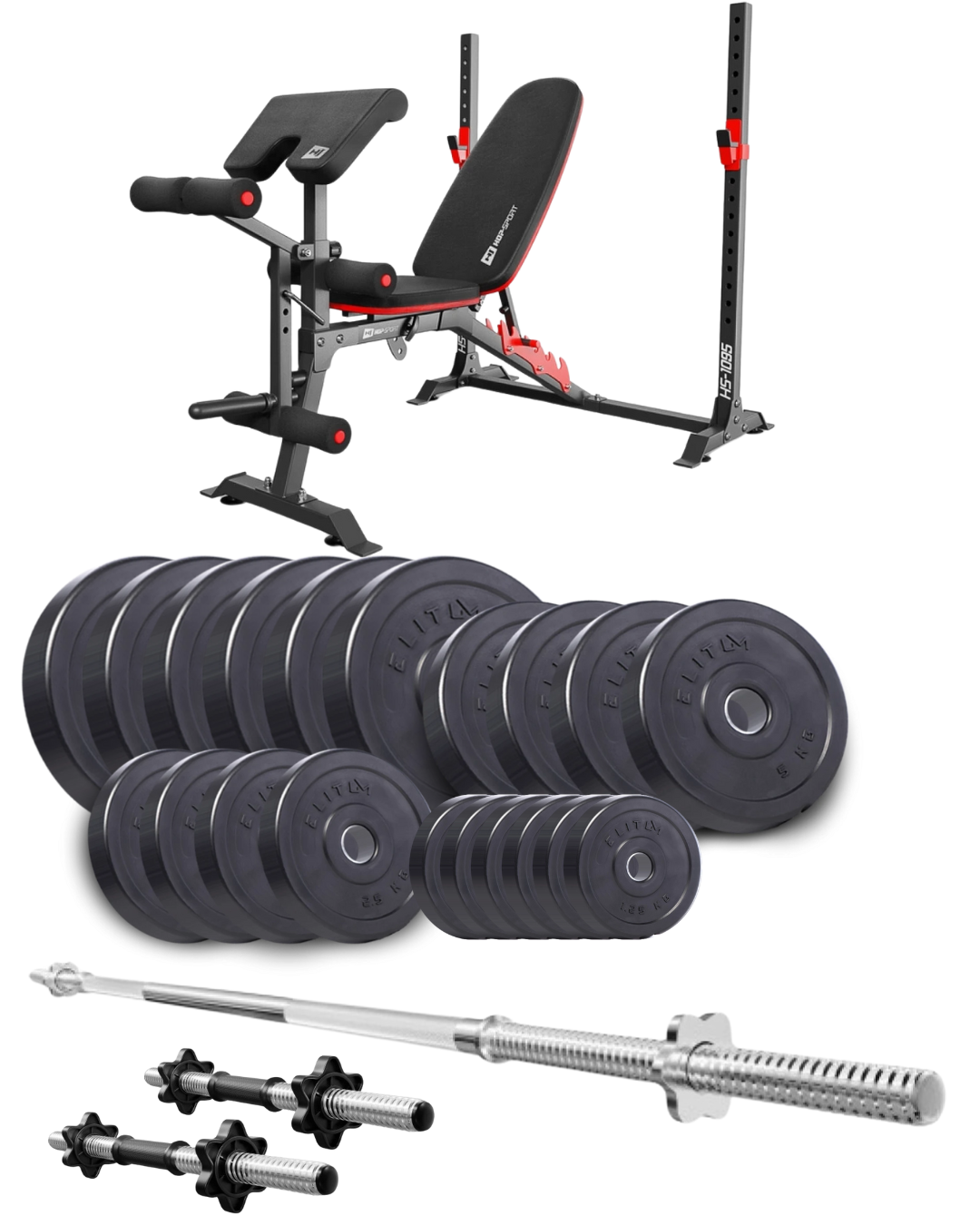 Набір штангою та гантелями з лавкою Elitum Titan HS-1095 109 кг (4458)