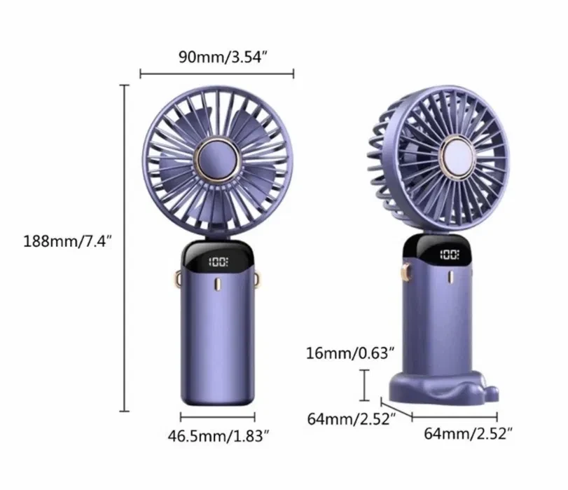 Міні-вентилятор з підставкою для телефону LCD Зелений (28525865) - фото 7