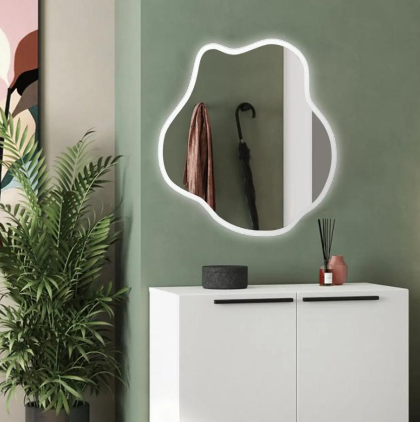 Дзеркало настінне асиметричне з LED підсвічуванням ЛДСП 800х800 мм Білий (23634422) Дзеркало настінне асиметричне з LED підсвічуванням ЛДСП 800х800 мм Білий (23634422)