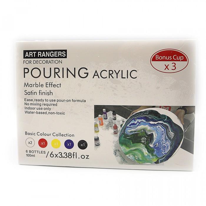 Краски акриловые Pouring acrylic 6 цветов 100 мл (PMA06100) - фото 2