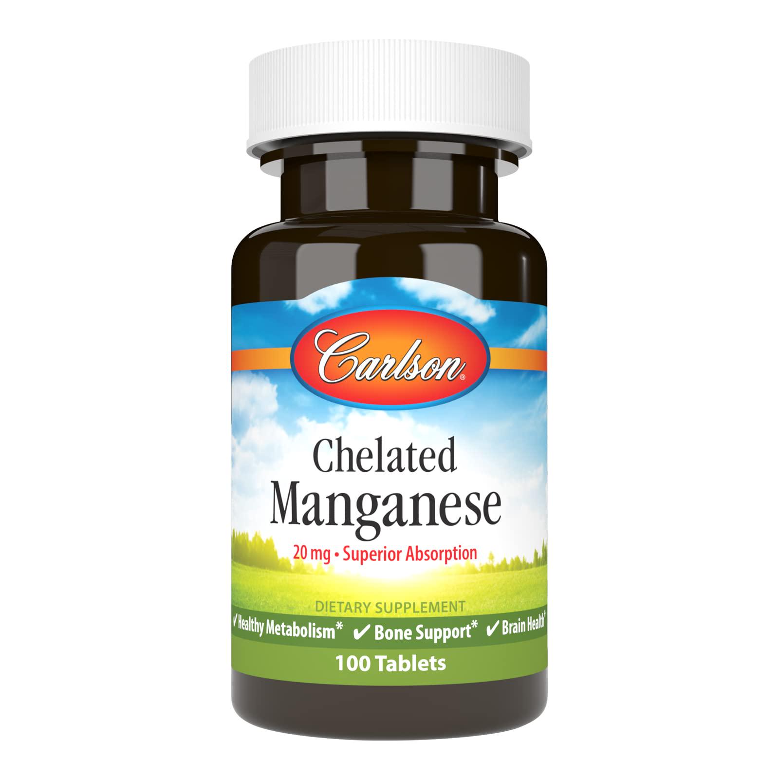 Марганец хелатный Carlson Chelated Manganese 20 mg 100 таблеток