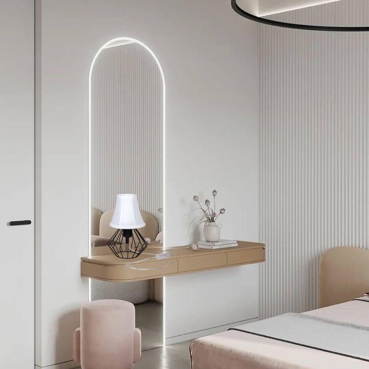 Лампа/нічник настільна з абажуром Білий (56-T108F01 BK+WH) - фото 3