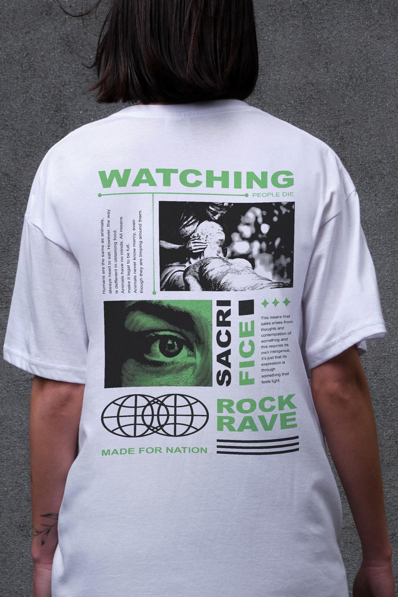 Футболка женская Without с принтом Watching оверсайз S/M White (S8049523) - фото 2