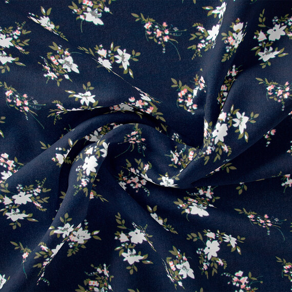 Ткань плательная IDEIA Креп Мадагаскар букет V-43/1 1,5 м Темно-синий (2200004212982)