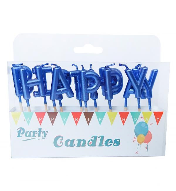 Свічки для торта Happy Birthday набір 13 шт. 3 см Блакитний
